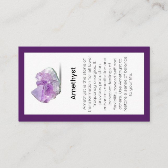 De Visite Carte d'affichage Amethyst Crystal Signification B (Devant)