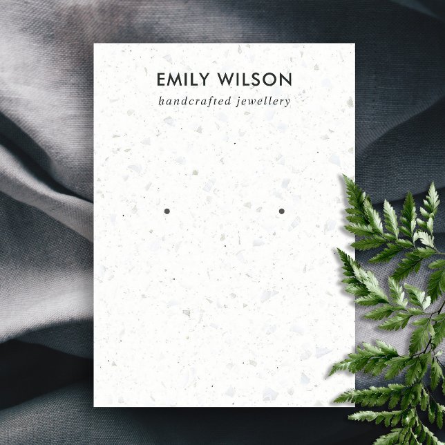 DE VISITE CARTE D'AFFICHAGE CHIC BLANC GRAY TERRAZZO STUD EA (Créateur téléchargé)