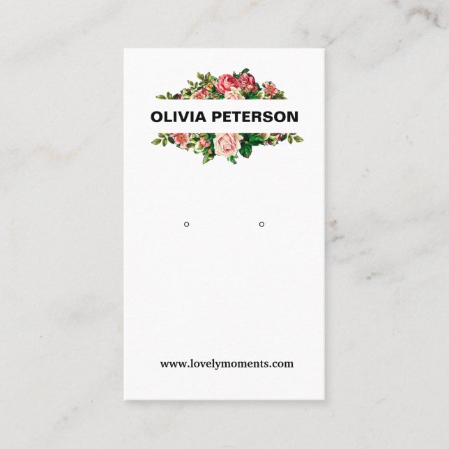 De Visite Carte d'affichage des bijoux Fleurs romantiques (Devant)