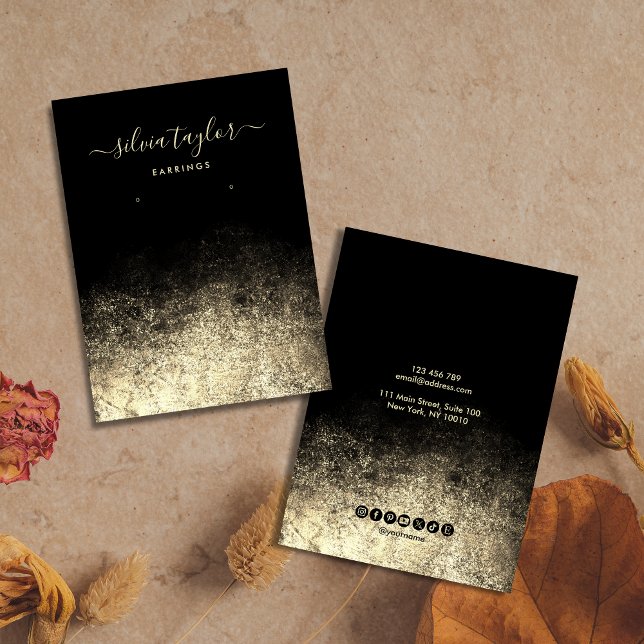 De Visite Carte d'affichage moderne Calligraphy Gold Black E (Créateur téléchargé)