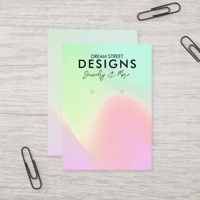 De Visite Carte d'affichage Neon Green Pink Rainbow oreille (Devant/Arrière en situation)