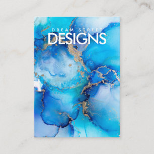 De Visite Carte d'affichage Rustique Blue Watercolor Gold