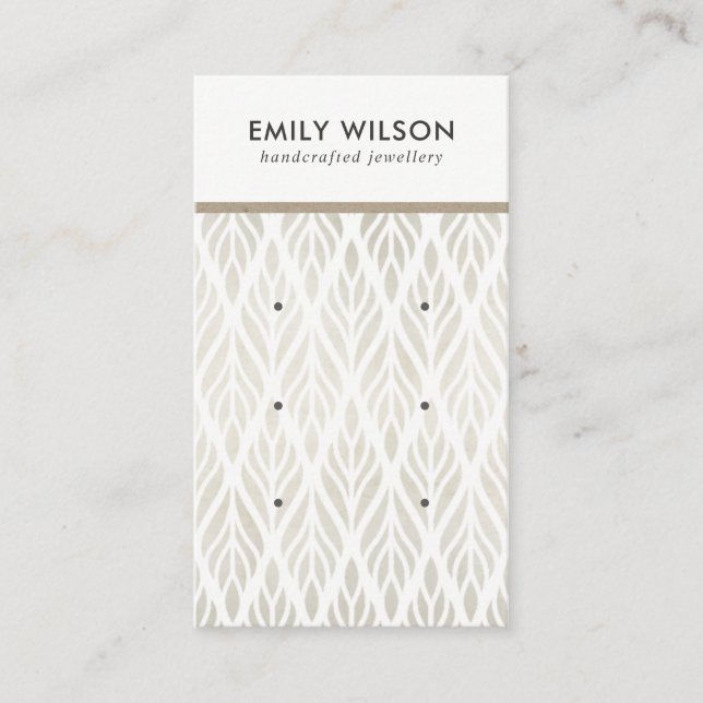 DE VISITE CARTE D'AFFICHAGE SOFT OFF WHITE FLORAL 3 STUD EAR (Devant)