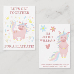 De Visite Carte d'appel mignonne rose Unicorne Jouer Mommy