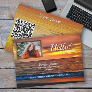 De Visite Carte d'appel Sunset 1577 Hello Code QR