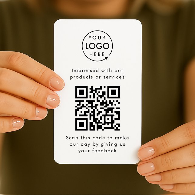De Visite Carte d'évaluation professionnelle QR Code client (Professional feedback card template with interactive QR code for small business customer retention.)