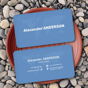 De Visite Carte du monde à pointes bleues