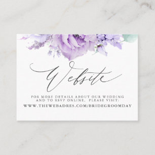 De Visite Carte du site Web du Mariage Floral Dusty Purple