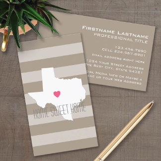 De Visite Carte du Texas Maison État Amour avec Cœur Personn