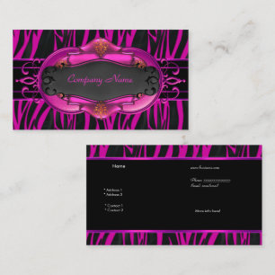 De Visite Carte élégante Zèbre Rose Chaud Noir Boutique 4