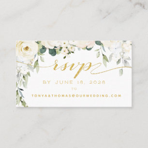 De Visite Carte en ligne RSVP Epiphany Wedding White Peony
