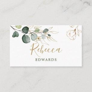 De Visite Carte Eucalyptus Feuille Golden Floral Place