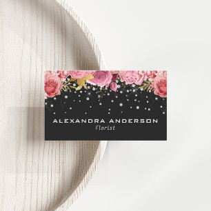 De Visite Carte Florale Diamond Rose Professionnelle