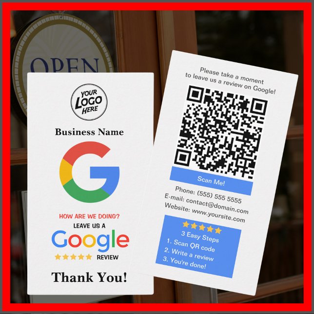 De Visite Carte Google Review unique avec logo et code QR (Créateur téléchargé)