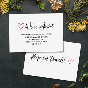 De Visite Carte manuscrite "We've Moved" avec Red Hearts