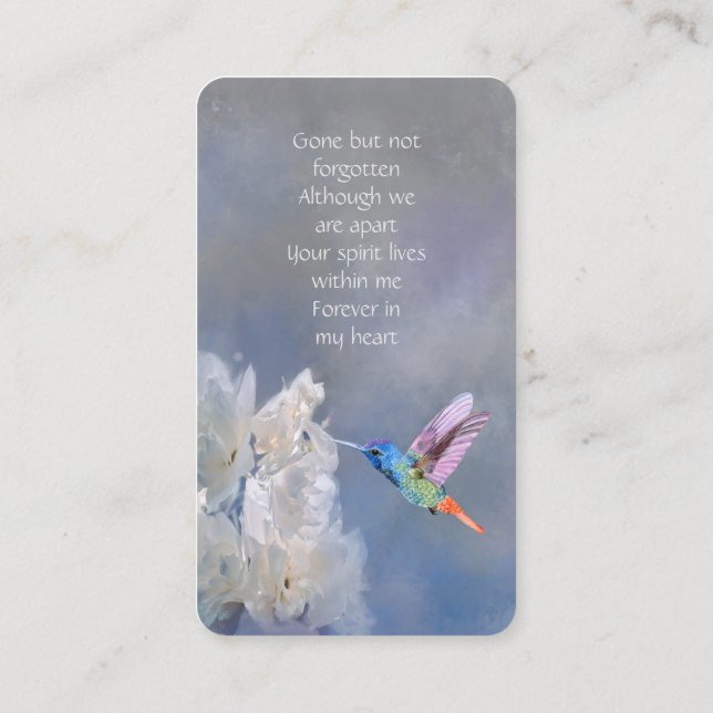 De Visite Carte mémoire Mémorial Fleurs blanches colibris (Dos)