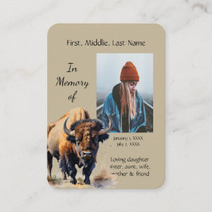 De Visite Carte mémoire Memorial Watercolor Bison Animaux