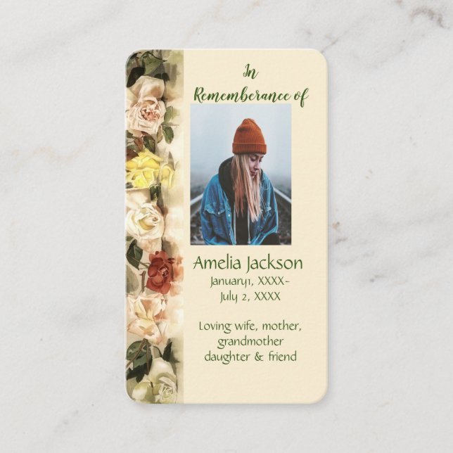De Visite Carte mémoire Rose Jardin Floral (Devant)