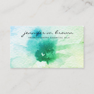 De Visite Carte personnalisée florale aquarelle verte