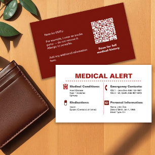 De Visite Carte Portefeuille d'alerte Médicale   Information