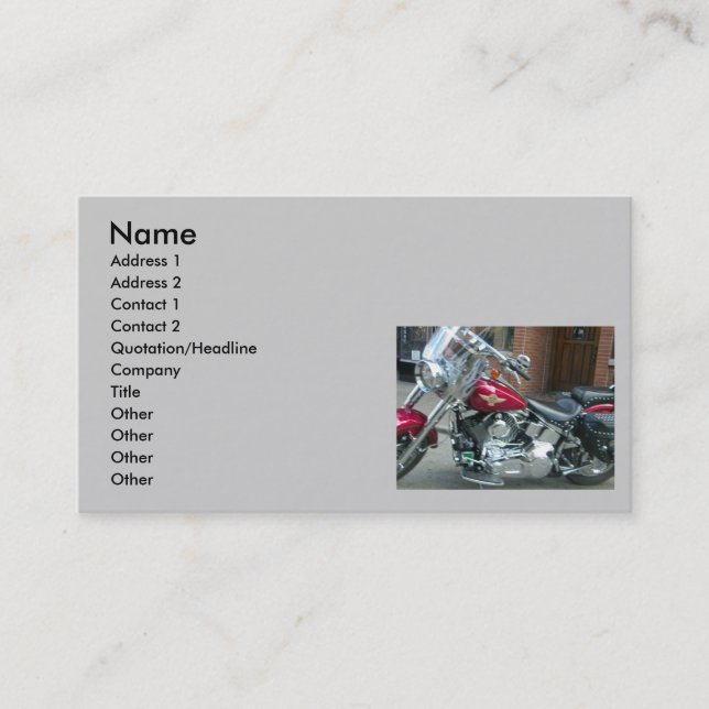 DE VISITE CARTE PROFESSIONNELLE OU PERSONNELLE DU BIKER (Devant)