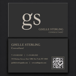 De Visite Carte professionnelle QR Code Monogramme Noir Prof