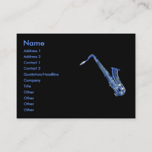 De Visite Carte profil bleu saxophone