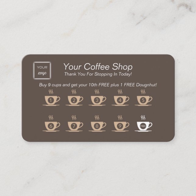 De Visite Carte Punch Loyalty Rewards - Café Shops & Café's (Devant)