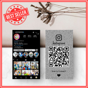 De Visite Carte QR Instagram Ménage Maison Grise Moderne