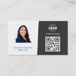 De Visite Carte QRCode professionnelle photo gris bleu