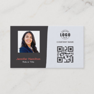 De Visite Carte QRCode professionnelle photo gris rouge