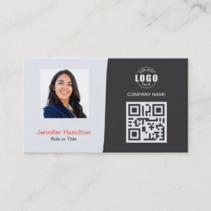 De Visite Carte QRCode professionnelle photo gris rouge