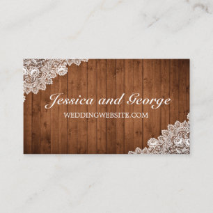 De Visite Carte Rustique Wood & White Lace Website Card