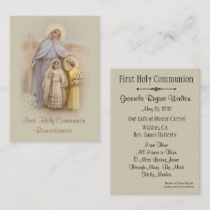 De Visite Carte Sainte Catholique pour la Première Sainte Co