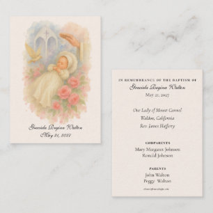 De Visite Carte Sainte Commémorative Fleurie Fille Baptême R