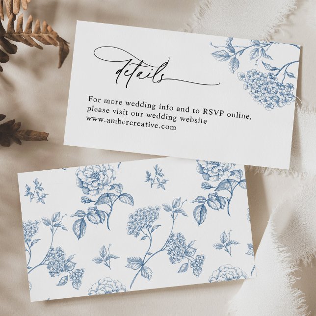 De Visite Carte Victorian Blue Floral Calligraphy Détails (Créateur téléchargé)