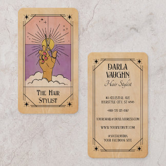 De Visite Coiffeur Tarot Carte Céleste Soleil Rose Violet Ch