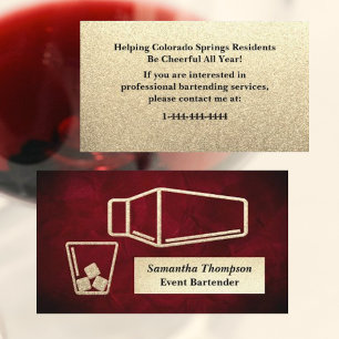 De Visite Elegant Gold Parties scintillant Bartender Carte d