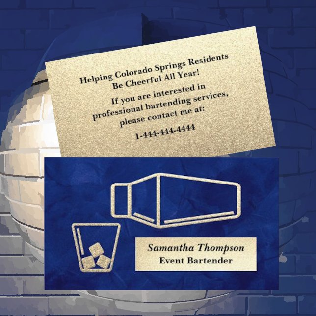 De Visite Elegant Gold Parties scintillant Bartender Carte d (Créateur téléchargé)