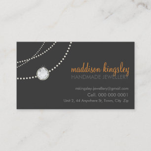 De Visite élégante carte collier élégant gris orange