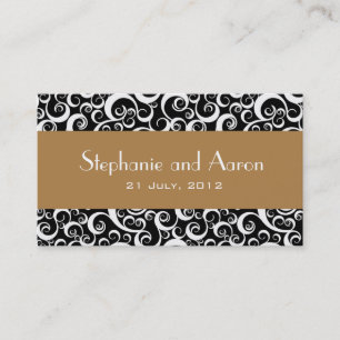 De Visite Elégante carte Mariage damassé en noir et blanc