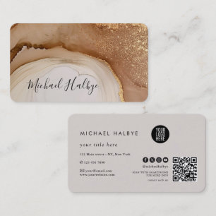 De Visite Élégante carte professionnelle agate aquarelle bru