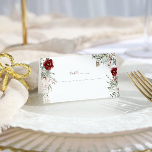 De Visite Épinette et dentelle   Carte Place Mariage Floral 
