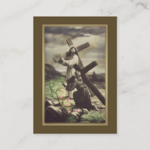 De Visite Jésus et jeune fille portant la carte sainte