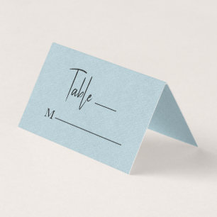 De Visite Linge Bleu Simple Script noir Mariage Carte Place
