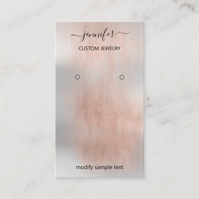 De Visite Logo Carte Bijoux Médias sociaux Rose gris argent (Devant)