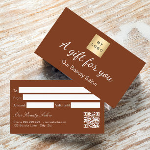 De Visite Logo orange rouille brûlé qr carte cadeau