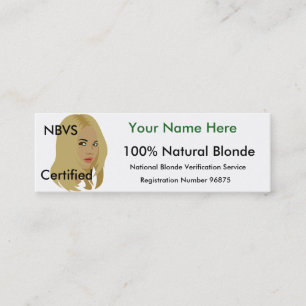 De Visite Mini Carte blonde d'identification