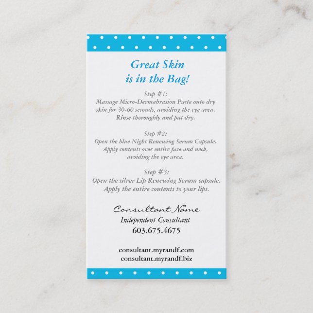 De Visite Mini carte d'instruction faciale (Devant)