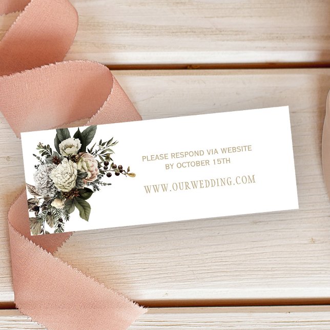 De Visite Mini Carte du boîtier du site Web mariage à fleurs blan (Créateur téléchargé)